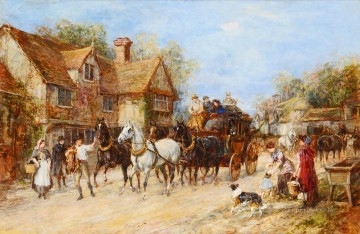 Cambiando los caballos de caza Heywood Hardy Pinturas al óleo